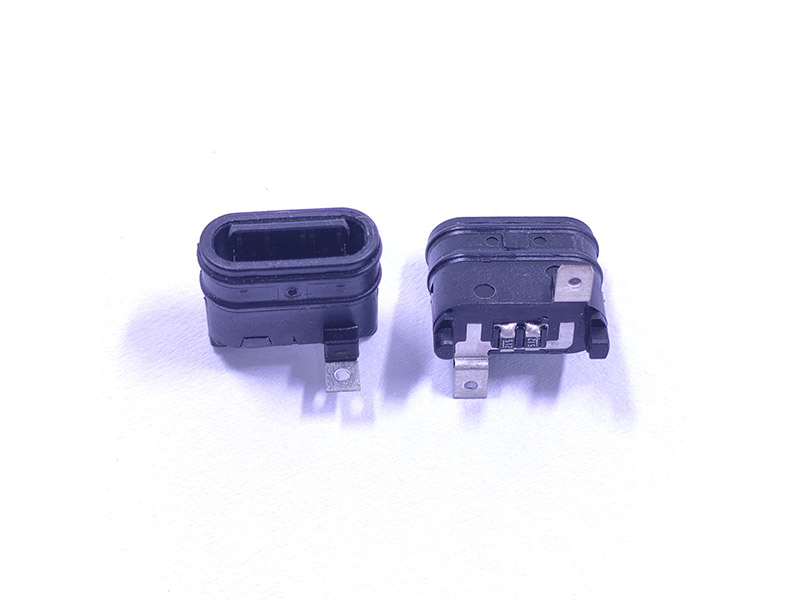 TYPE-C 2P焊线式 防水母座 直立式SMT H7.9 交叉脚